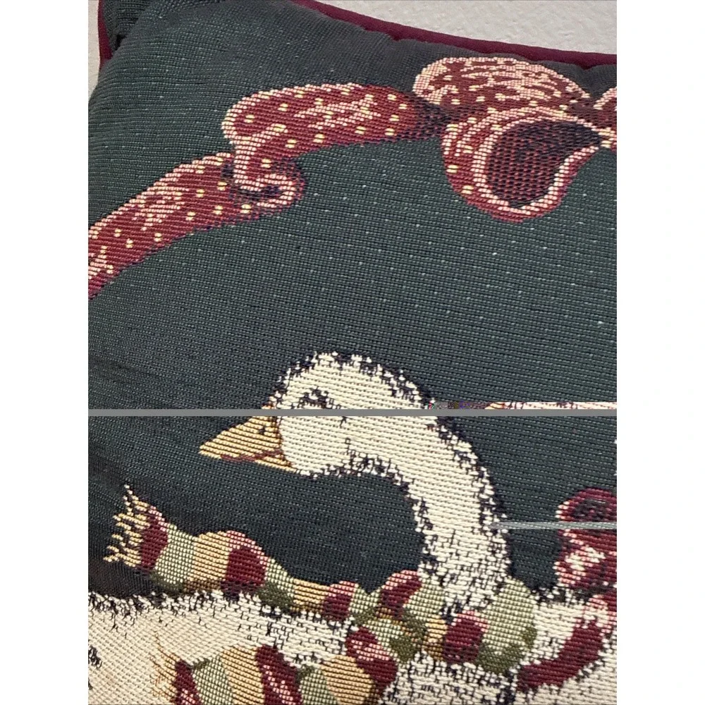Vintage Holiday Throw Pillow Three Geese